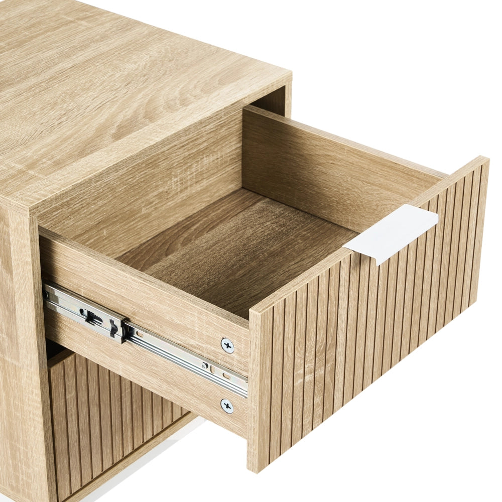 Comodino in legno di pino 2 cassetti legno chiaro in stile classico elegante