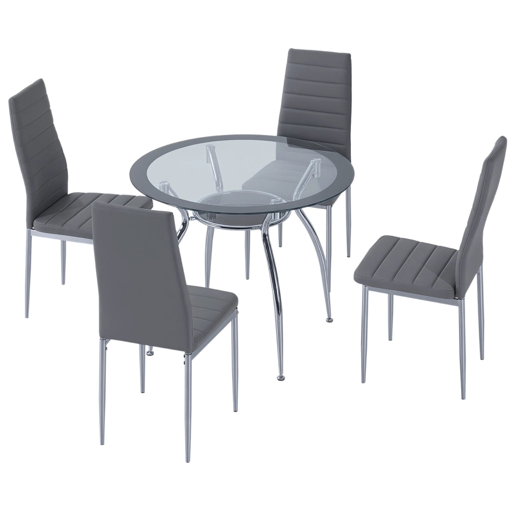 Tavolo da pranzo rotondo e 4 sedie ¨C zephmum ¨C grigio ?90x75 cm