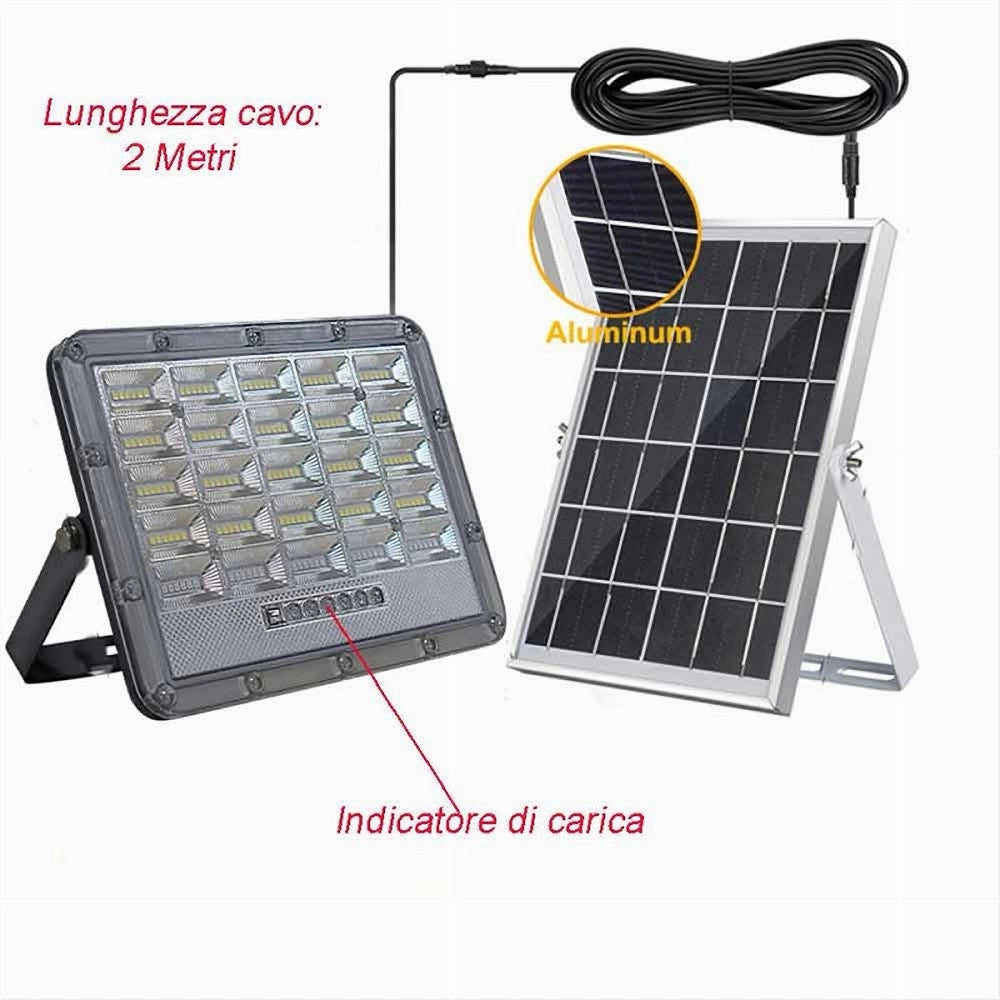 Trade Shop - Faro Led Pannello Solare 200w Luce Fredda Telecomando Indicatore Carica Tk08-200w -