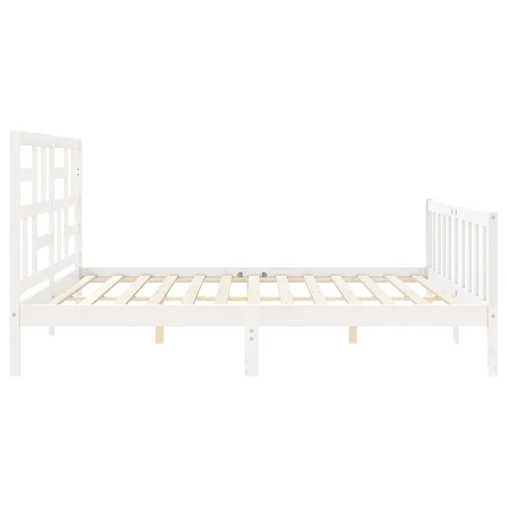 Giroletto Testiera Bianco Super King Size-Struttura Letto in Legno Massello 471207