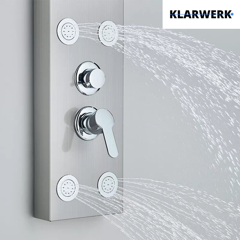 BEN | Pannello doccia soffione doccia a pioggia in acciaio inox | Sistema doccia idromassaggio spazzolata argento Miscelatore doccia rubinetto