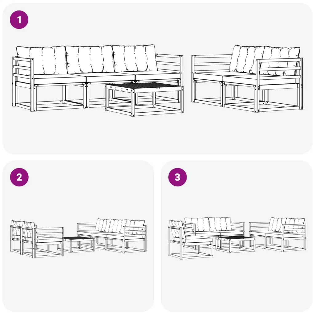 Set di divani da esterno 6 pz Bianco e Nero 3388410