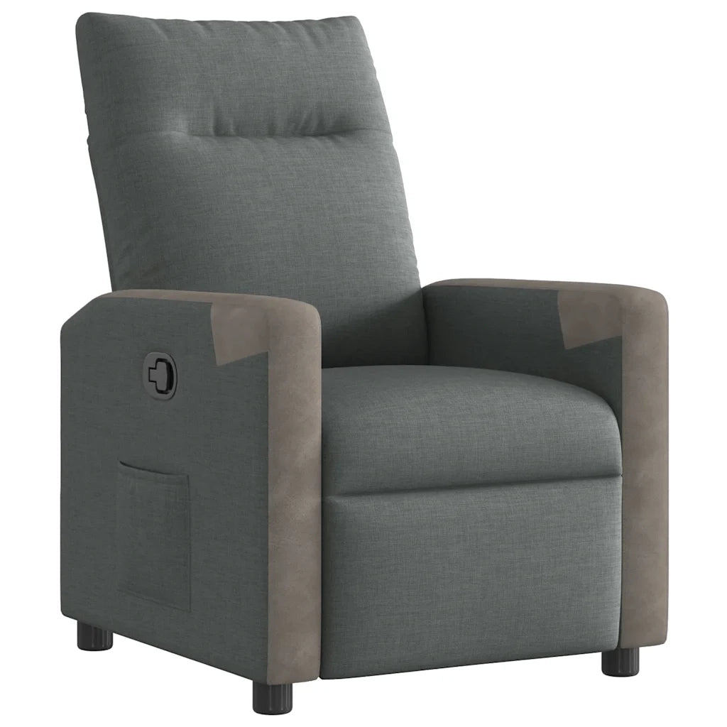 Poltrona | Sedia Relax Reclinabile in Tessuto Grigio Scuro