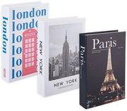 Set di libri decorativi da 3 pezzi - libri finti - contenitore nascosto - 25,43x1,69x3,65 pollici - decorazione elegante - libro pieghevole - libri finti