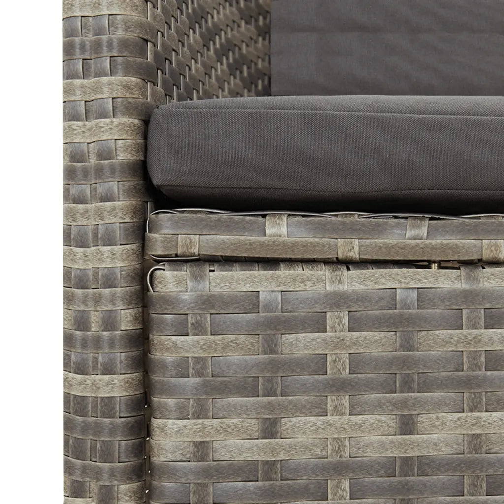 Set da Pranzo da Giardino 11pz con Cuscini in Polyrattan Grigio 3277601