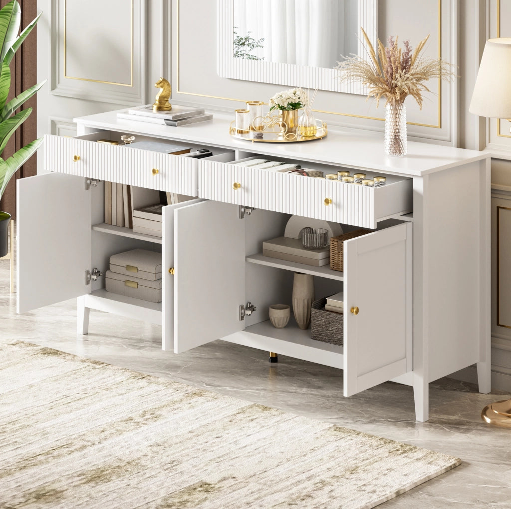 Credenza bianca 160 cm con 2 cassetti e 4 ante