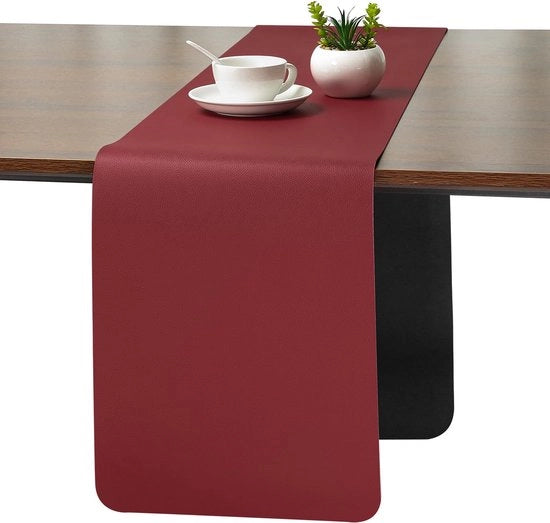 Tavolo da Esterno in Pelle, Doppia Faccia, Impermeabile, Antiscivolo, Dimensioni 40 x 183 cm, Colore Ruggine Nero
