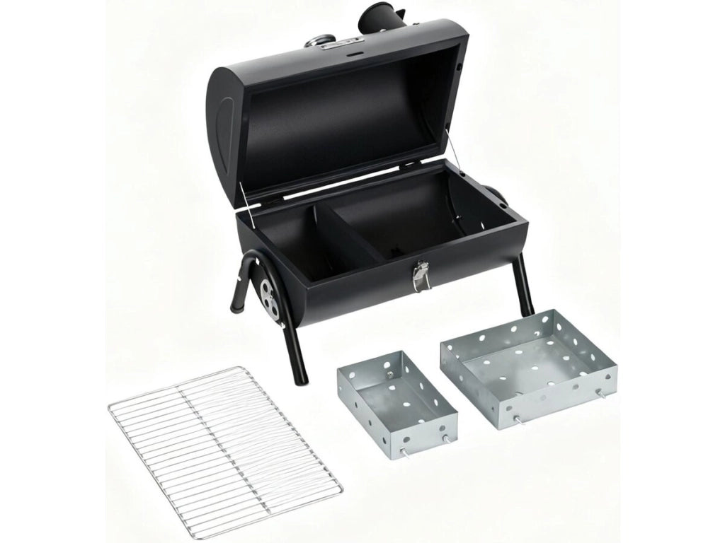 Barbecue a carbonella portatile "Captain" - 42 x 27 x 43 cm - Nero