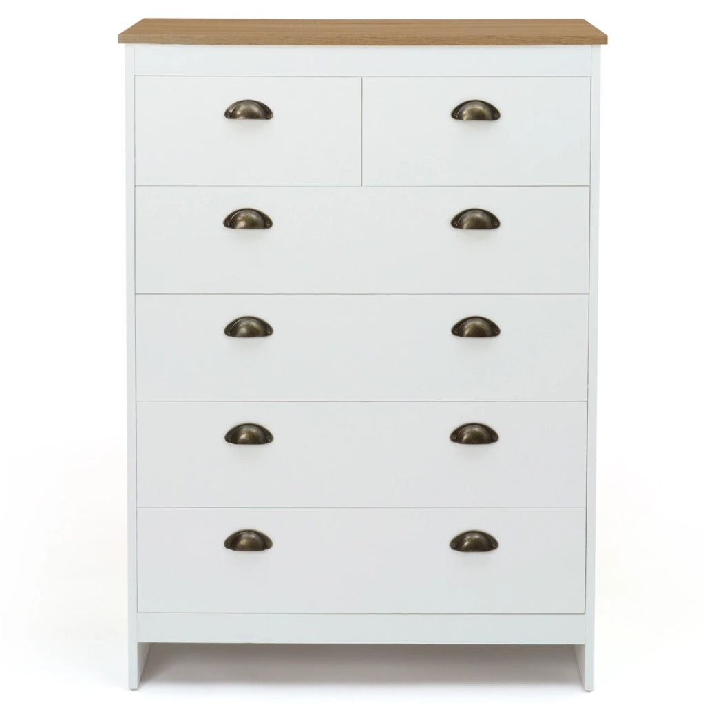 IDMarket - Cassettiera ISIS 80 cm con 6 cassetti bianchi e piano in legno