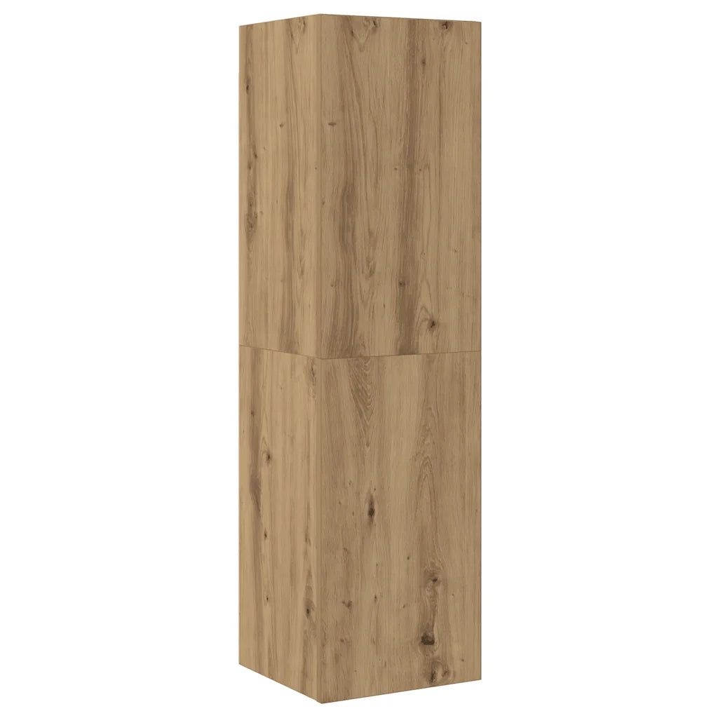 Set Mobile TV 4 pz Montato a Parete Rovere in Legno Multistrato 3329154