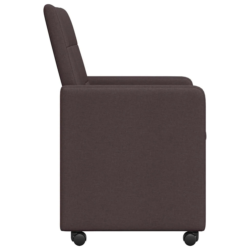Sedie da Pranzo con Ruote 2 pcs Marrone scuro 58 x 65 x 94 cm