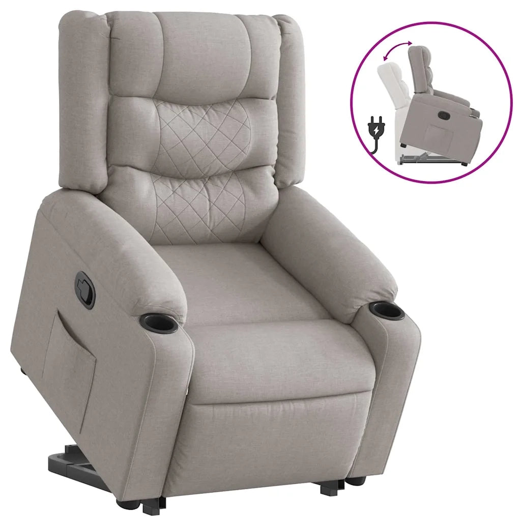 Poltrona Alzapersona Reclinabile Grigio Nuvola in Tessuto 3310267