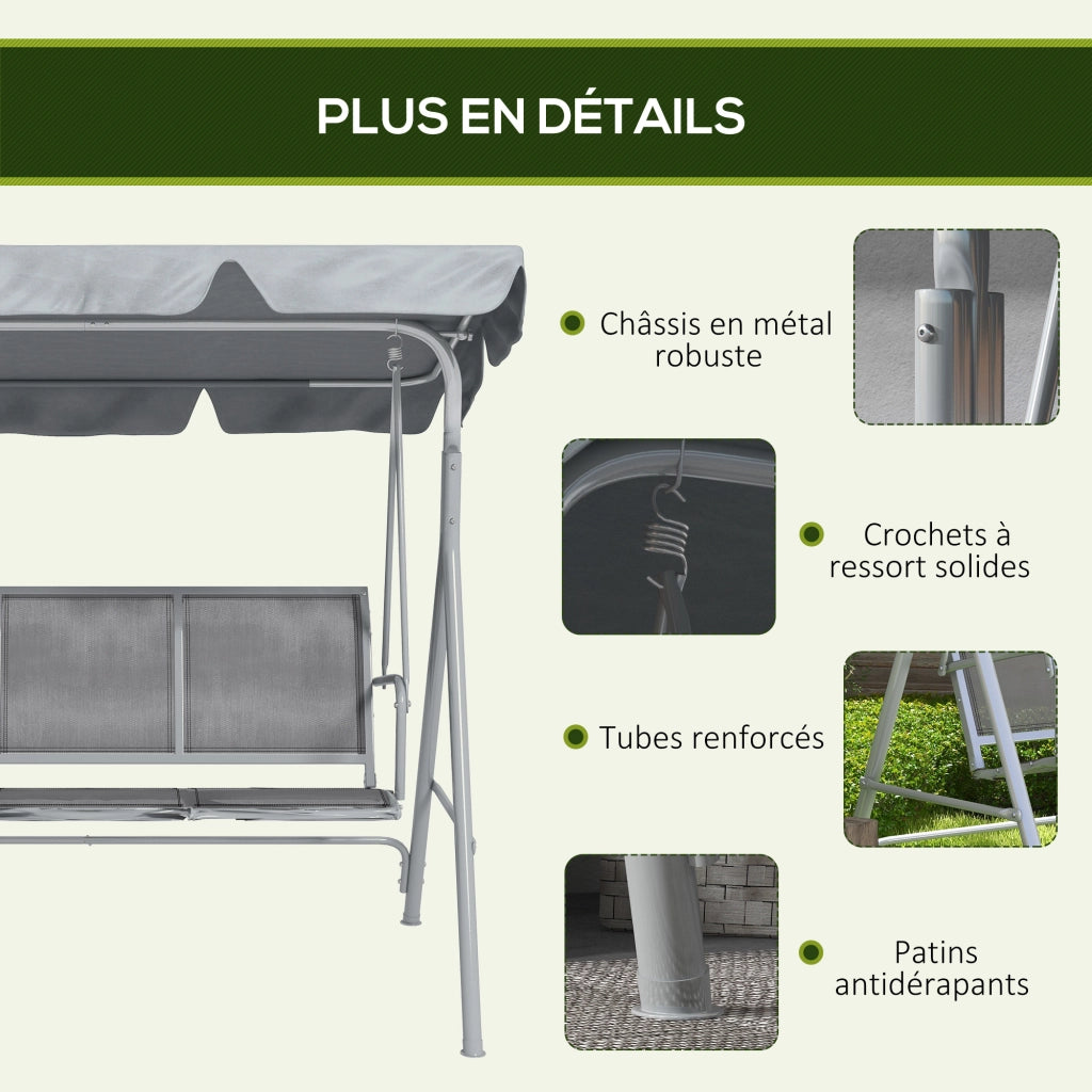 Amaca da Giardino 3 Posti ¨C Zephmum ¨C Grigio, Polyrattan, Tessuto