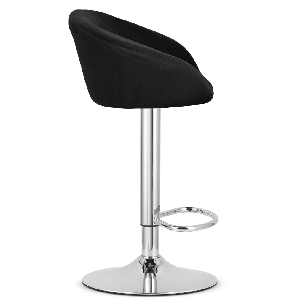 Sgabello VALORA EAST - velluto nero / base cromata per soggiorno, cucina, sala da pranzo