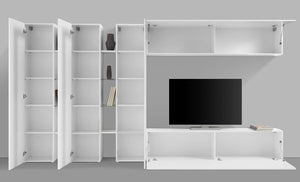 Parete Attrezzata Soggiorno 340x30x180 cm Maruska n°5 Bianco Lucido