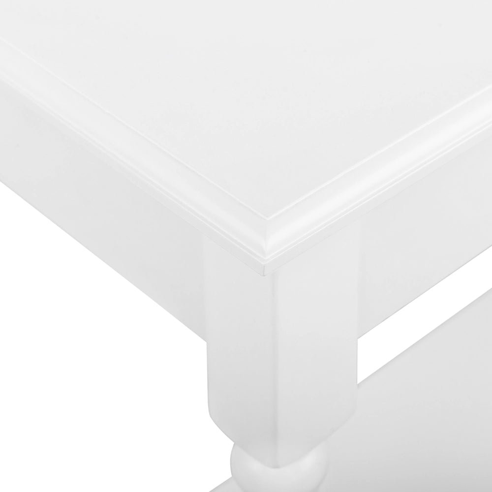 Consolle Piano in MDF bianco con gambe in legno di pino con toeletta a un cassetto