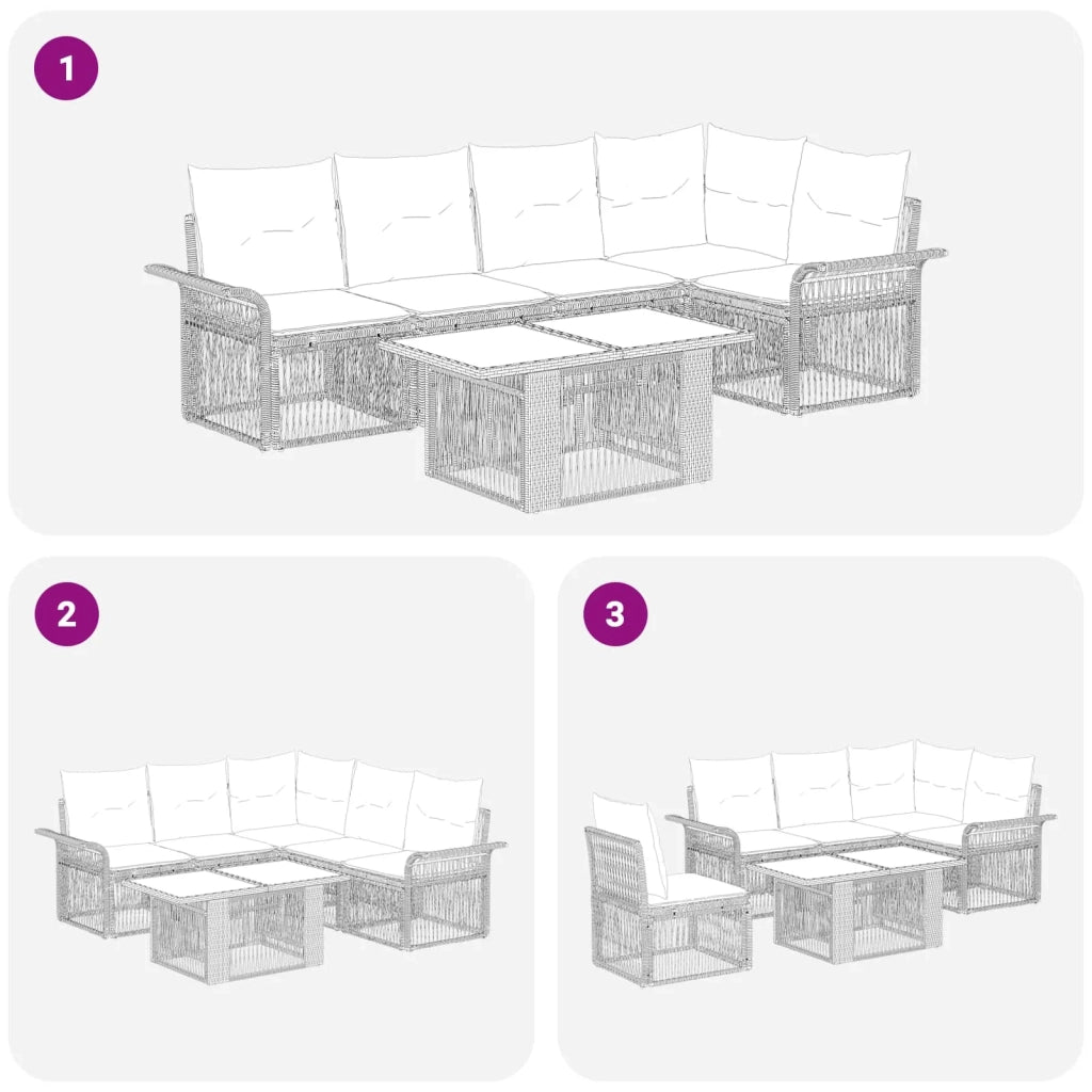 Set Divano da Giardino 6 pz Grigio e Grigio Scuro polyrattan 3436637