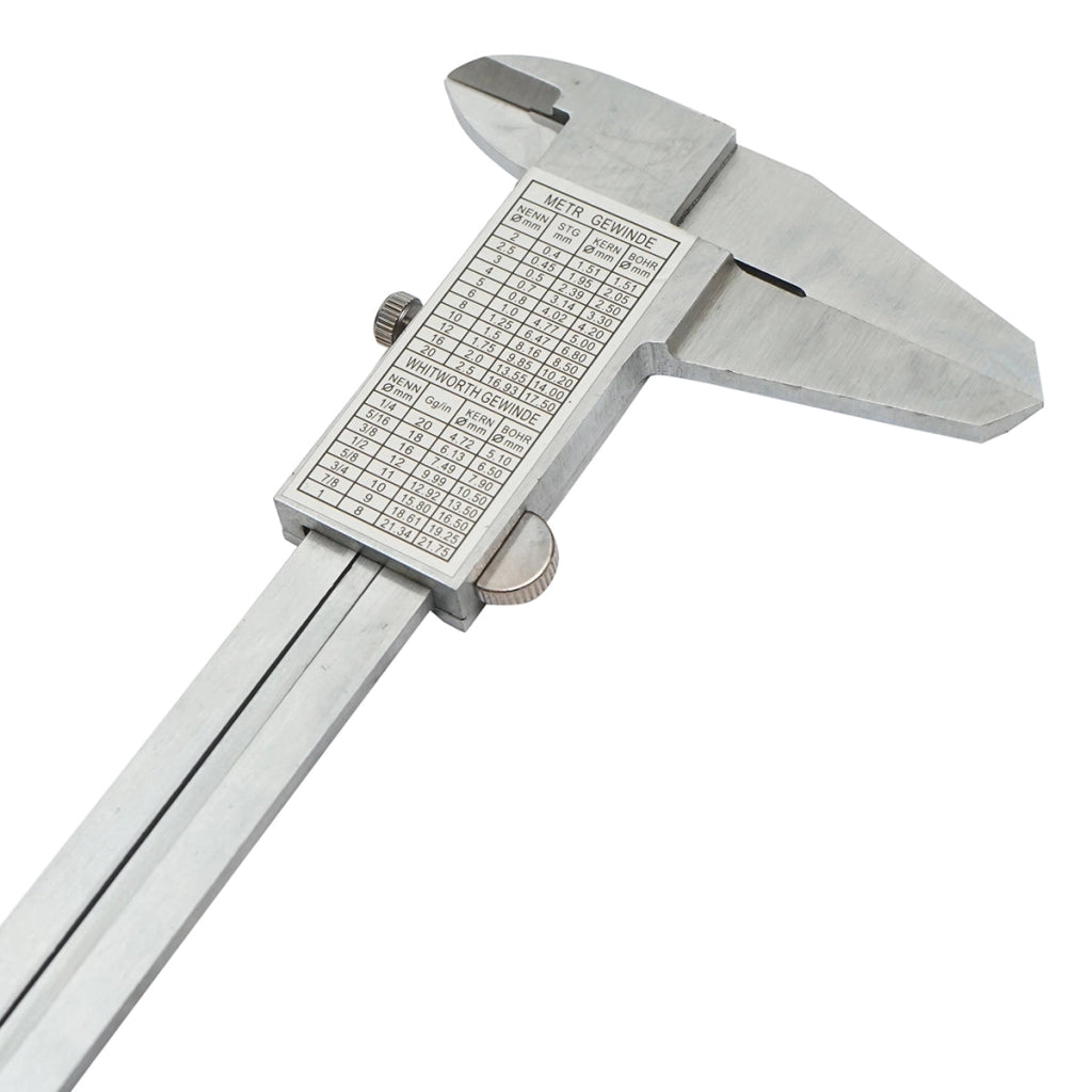 Calibro meccanico professionale Crownman da 200 mm, scala graduata in mm/cm/pollici