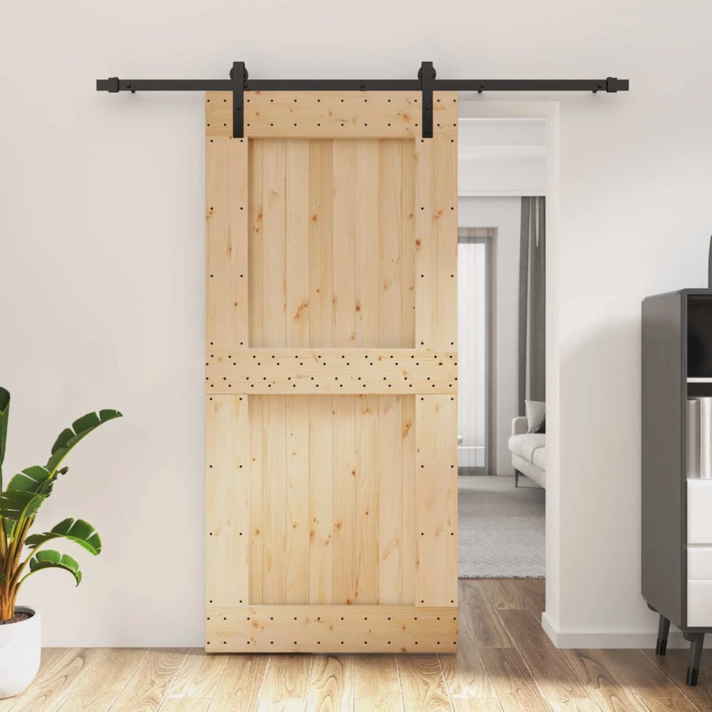 Porta scorrevole Naturale e Nero 95 x 210 cm 3444921