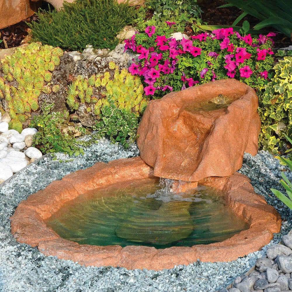 Cascata Artificiale Roccia da Giardino 135x100 cm in Vetroresina con Pompa