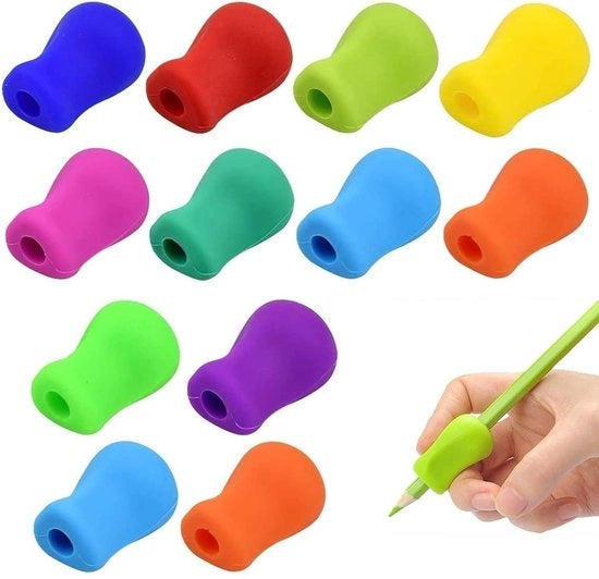 Pennarelli per bambini ergonomici - 12 pezzi - silicone - aiuto alla scrittura per bambini - presa di matita migliorata - duraturo e riciclabile