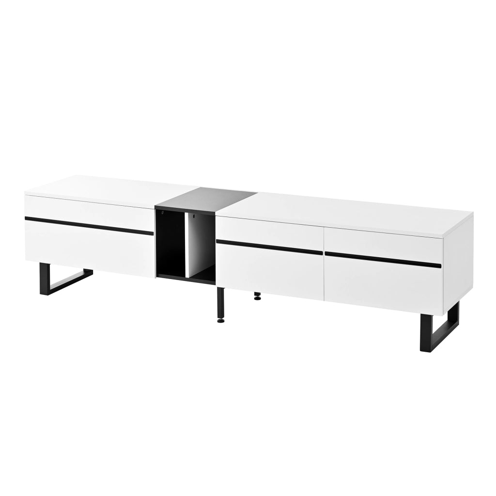 OKWISH Mobile TV con 2 Ante, 1 Vano a Ribalta e Scomparti Aperti, Piedini Regolabili, 180 x 38 x 45 cm