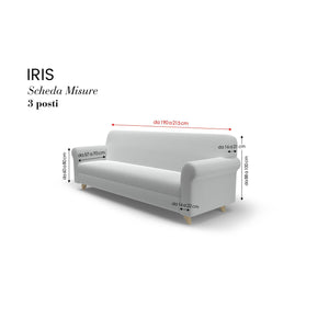 Copridivano Elasticizzato 3 Posti in Poliestere Iris Grigio Chiaro