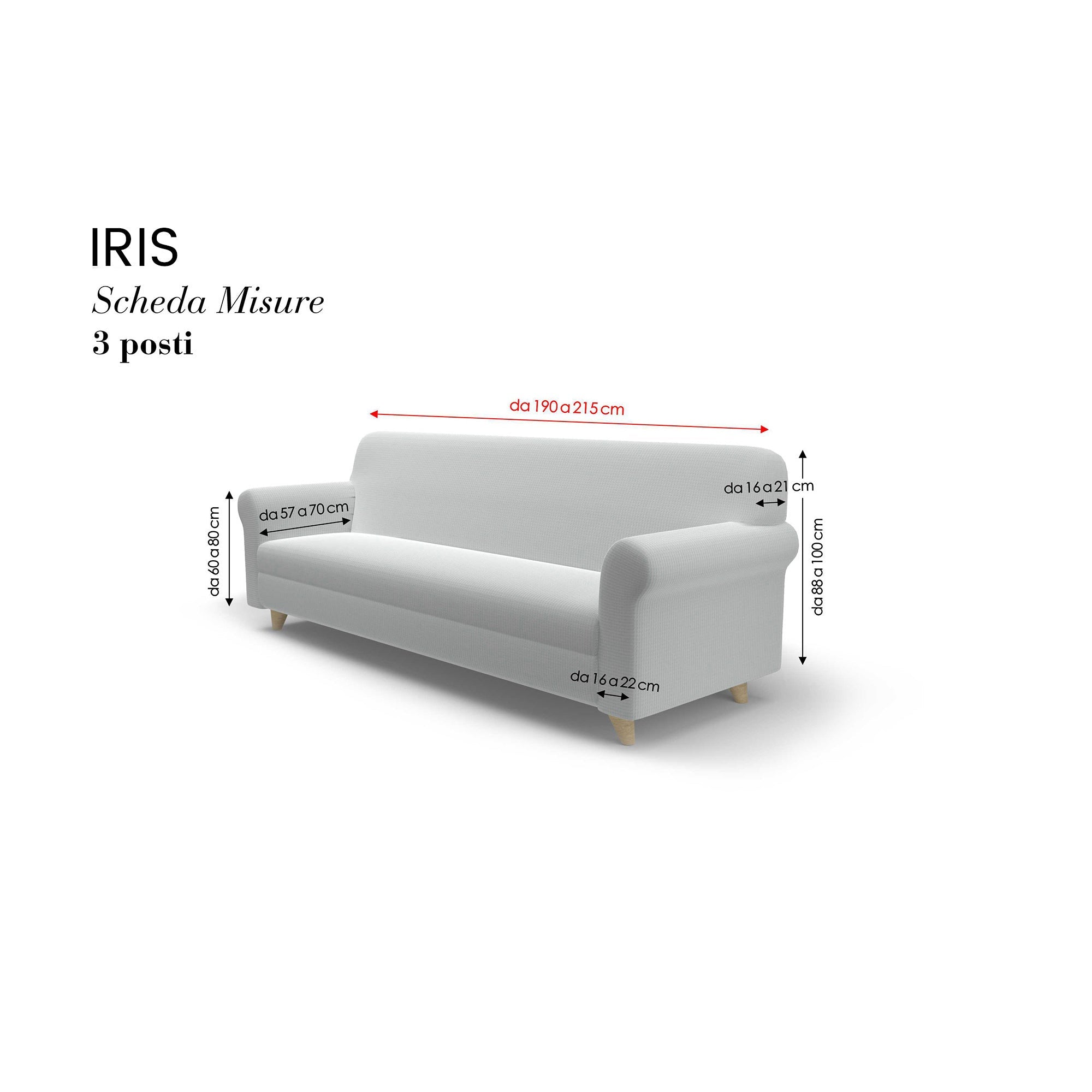 Copridivano Elasticizzato 2 Posti in Poliestere Iris Grigio Scuro