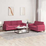 Set di Divani 2 pz con Cuscini Rosso Vino in Velluto 3202038