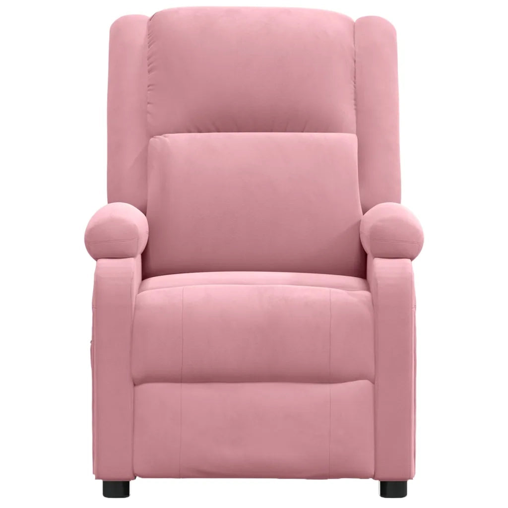 Poltrona Massaggiante Reclinabile Rosa in Velluto