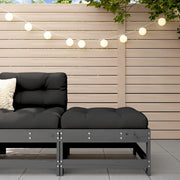 Sedia da giardino-Poggiapiedi da Giardino con Cuscino Legno Massello Pino Grigio 407880