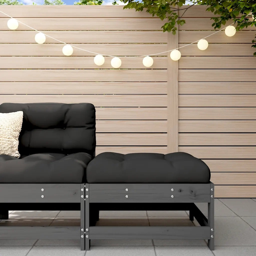 Sedia da giardino-Poggiapiedi da Giardino con Cuscino Legno Massello Pino Grigio 407880
