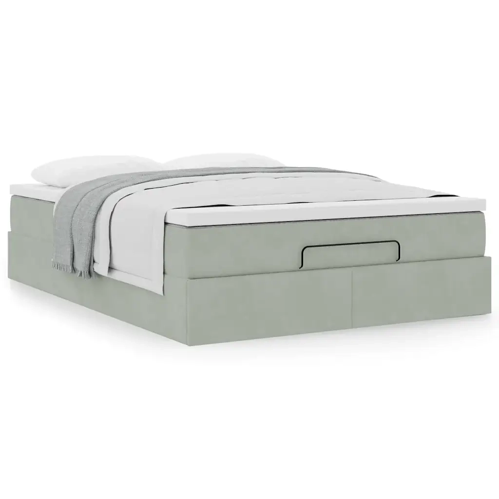Struttura Letto Pouf con Materasso 140x200 cm in Velluto 3311189