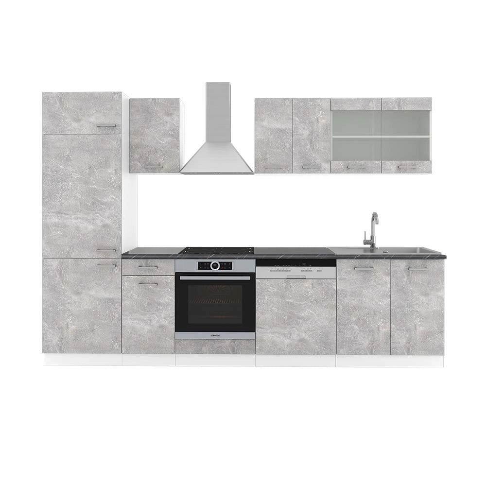 Vicco Cucina componibile Cemento/Bianco 300 cm , PL Antracite