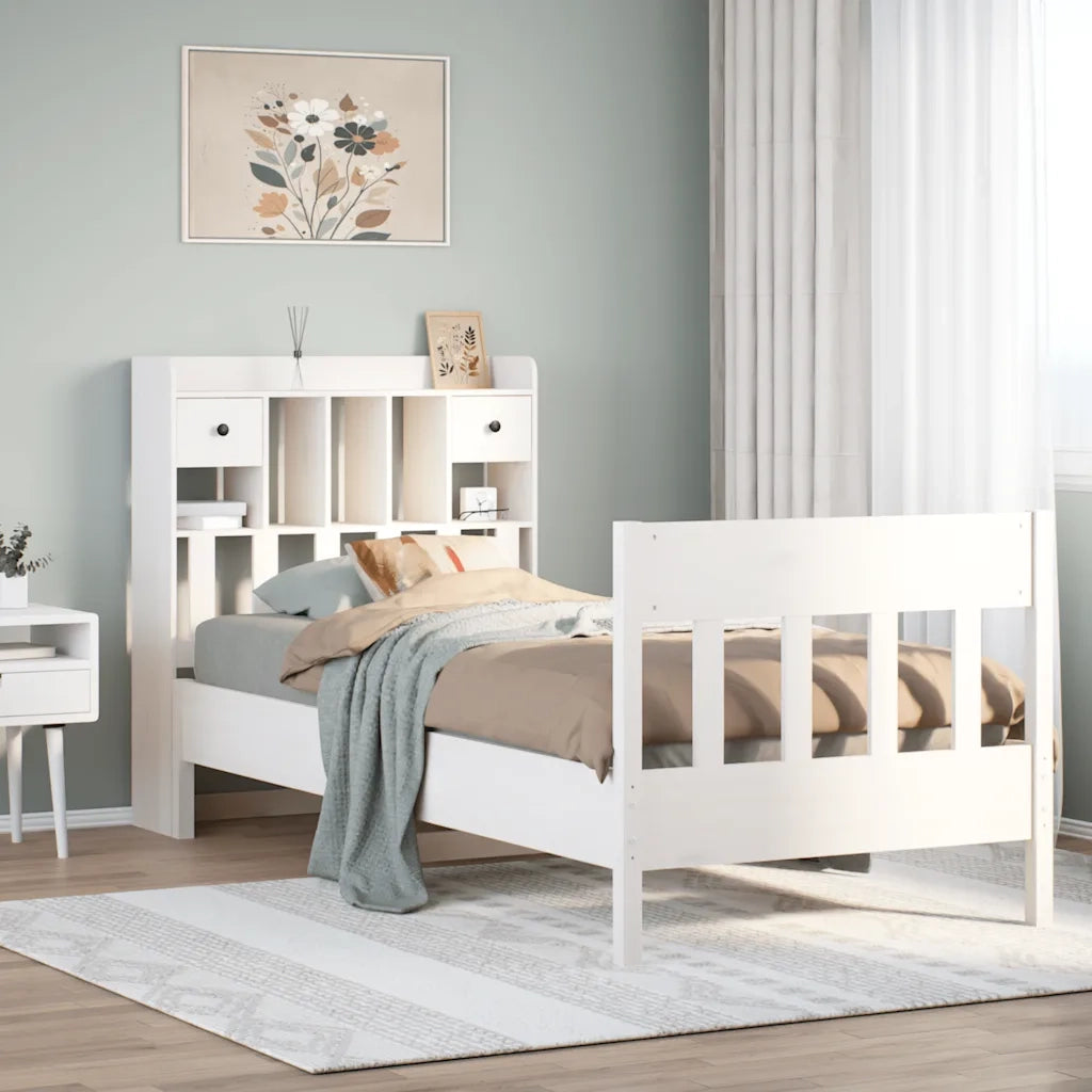 Giroletto senza Materasso-Struttura Letto Bianco 75x190 Legno Massello di Pino 738672