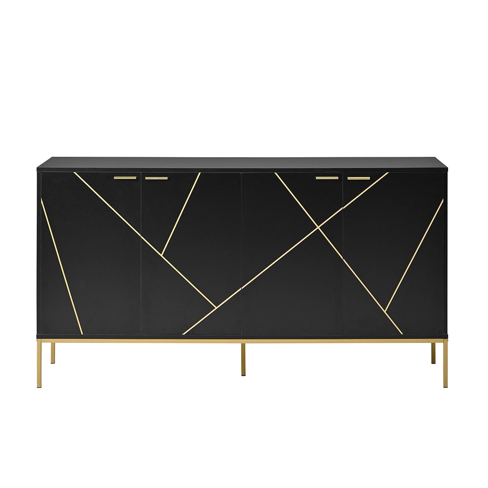 Buffet TV - Xylo - 4porte nero/oro metallo 150x40x80cm