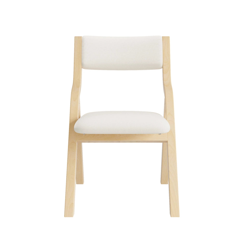 Set di 2 sedie pieghevoli imbottite in legno e lino beige