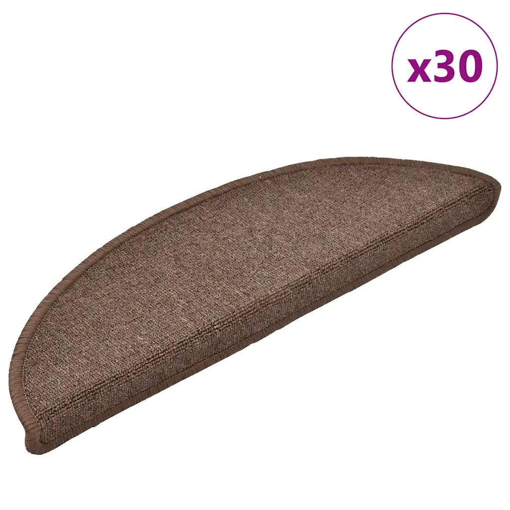 Tappetini per scale 30 pz 56x17x3 cm Marrone caffè Semicircolari