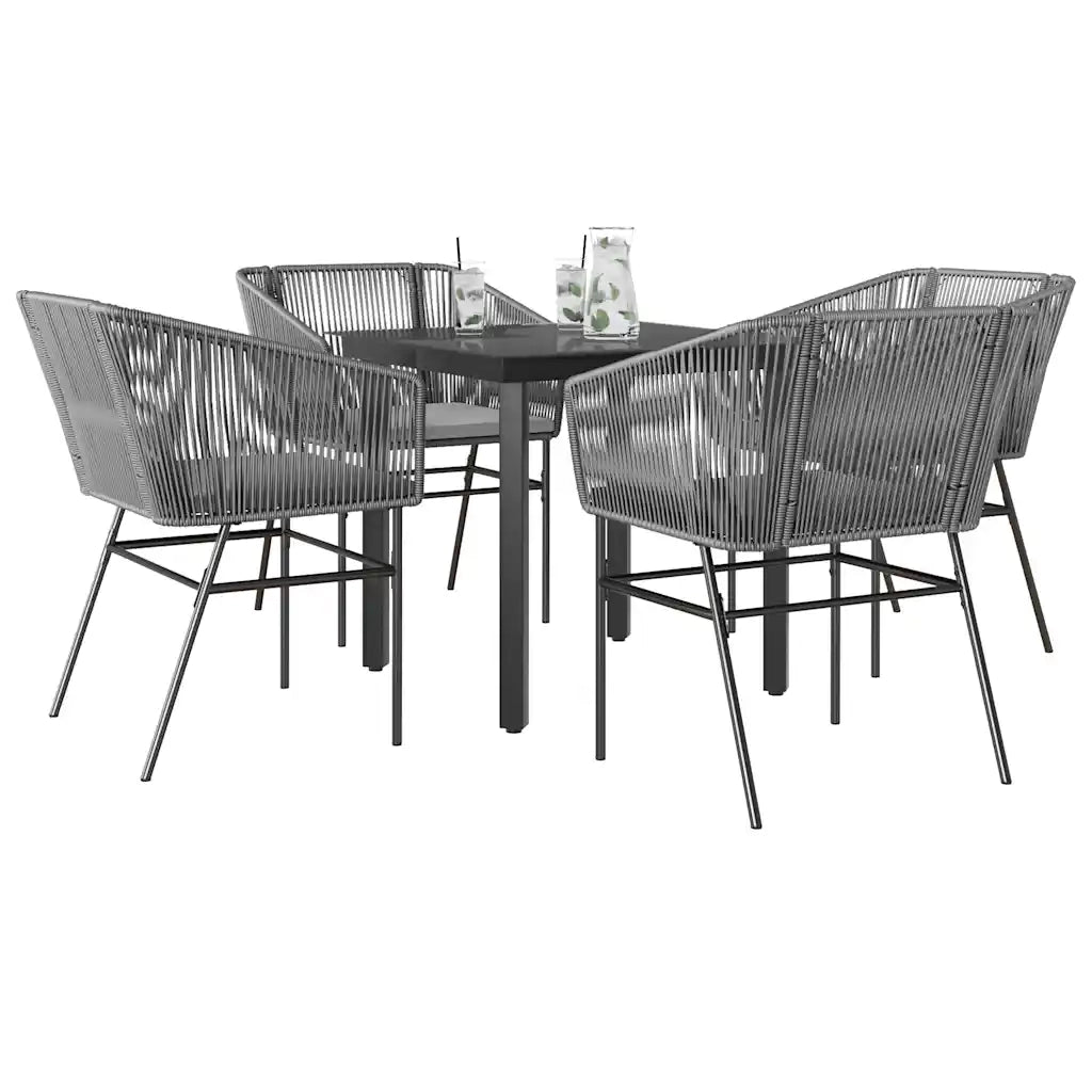 Set da Pranzo da Giardino 5 pz | Set Salotto da Giardino con Cuscini Polyrattan Vetro