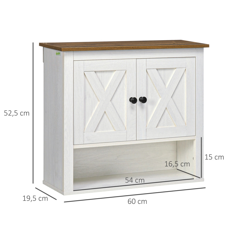Armadio da bagno a muro con 2 ante e ripiani ¨C zephmum ¨C 60x19,5x52,5 cm bianco