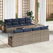 Set di divani con cuscino 7 pcs Grigio e Blu polyrattan