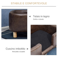 Cuccia Rialzata per Gatti e Cani 74x48,5x31 cm in Similpelle  Marrone Scuro