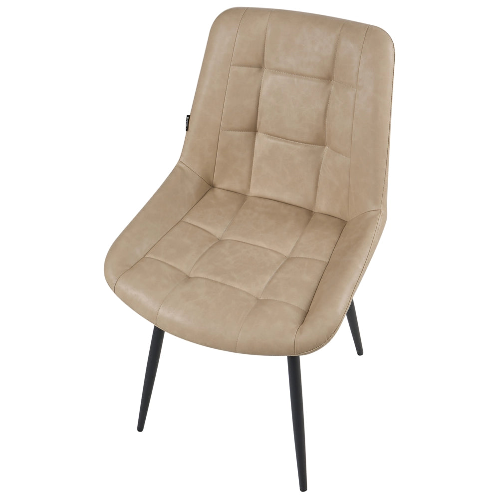 Set 2 Sedie da Pranzo in ecopelle beige Gambe in Acciaio Nero sedie imbottite