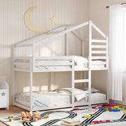vidaXL Letto a Castello con Tetto Bianco 75x190 cm Legno Massello Pino