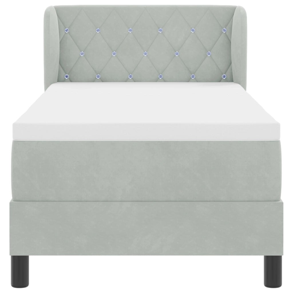 Letto Box Spring con Materasso Grigio Chiaro 80x200 cm Velluto