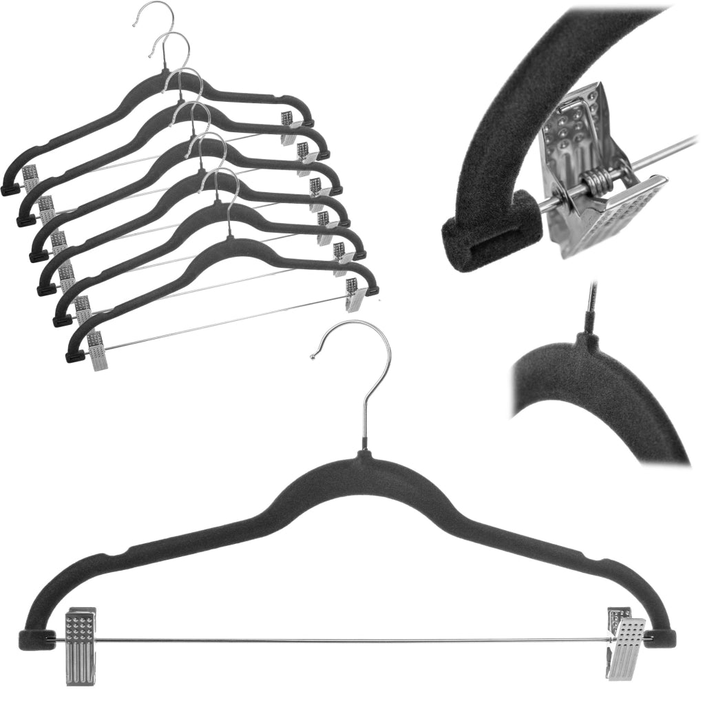Grucce appendiabiti KADAX con clip per armadio, modello Loft, effetto floccato, confezione da 6 pezzi