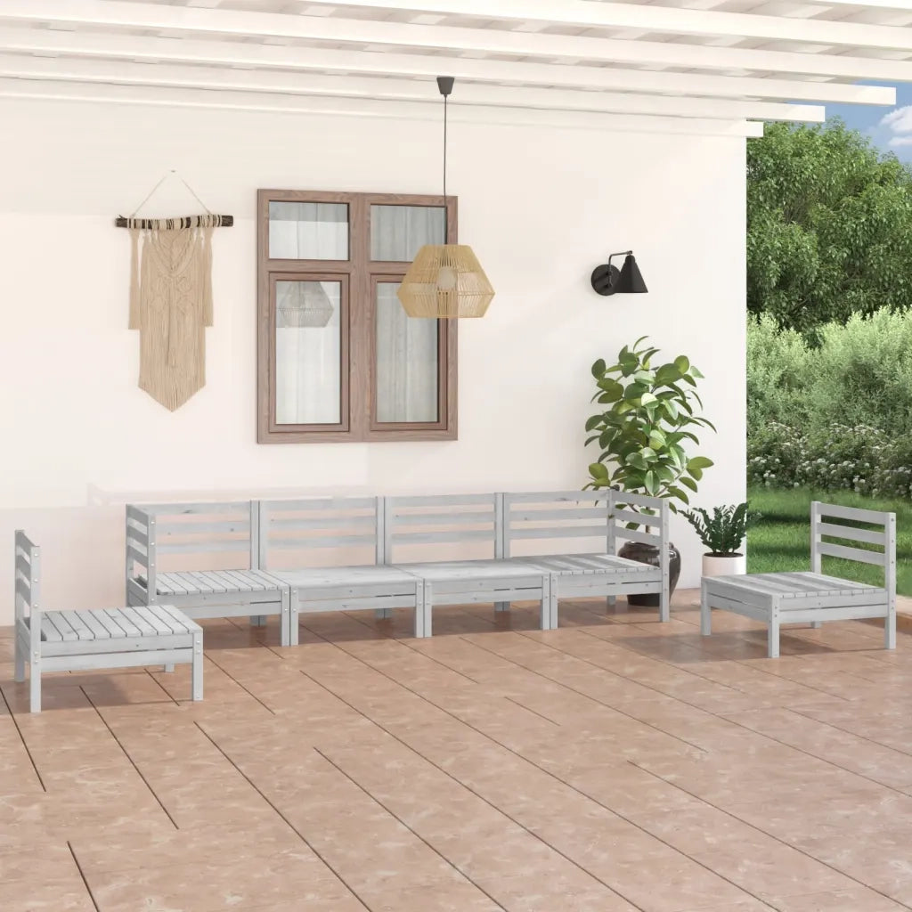 Set Divani da Giardino 6 pz | Set Salotto da Giardino Bianco in Legno Massello di Pino