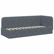 Letto singolo | Letto per adulti | Cornice del letto ad angolo Grigio scuro 80 x 200 cm Velluto