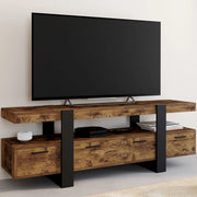 IDMarket - Porta TV PHOENIX 140 cm con legno effetto invecchiato e cassetti neri