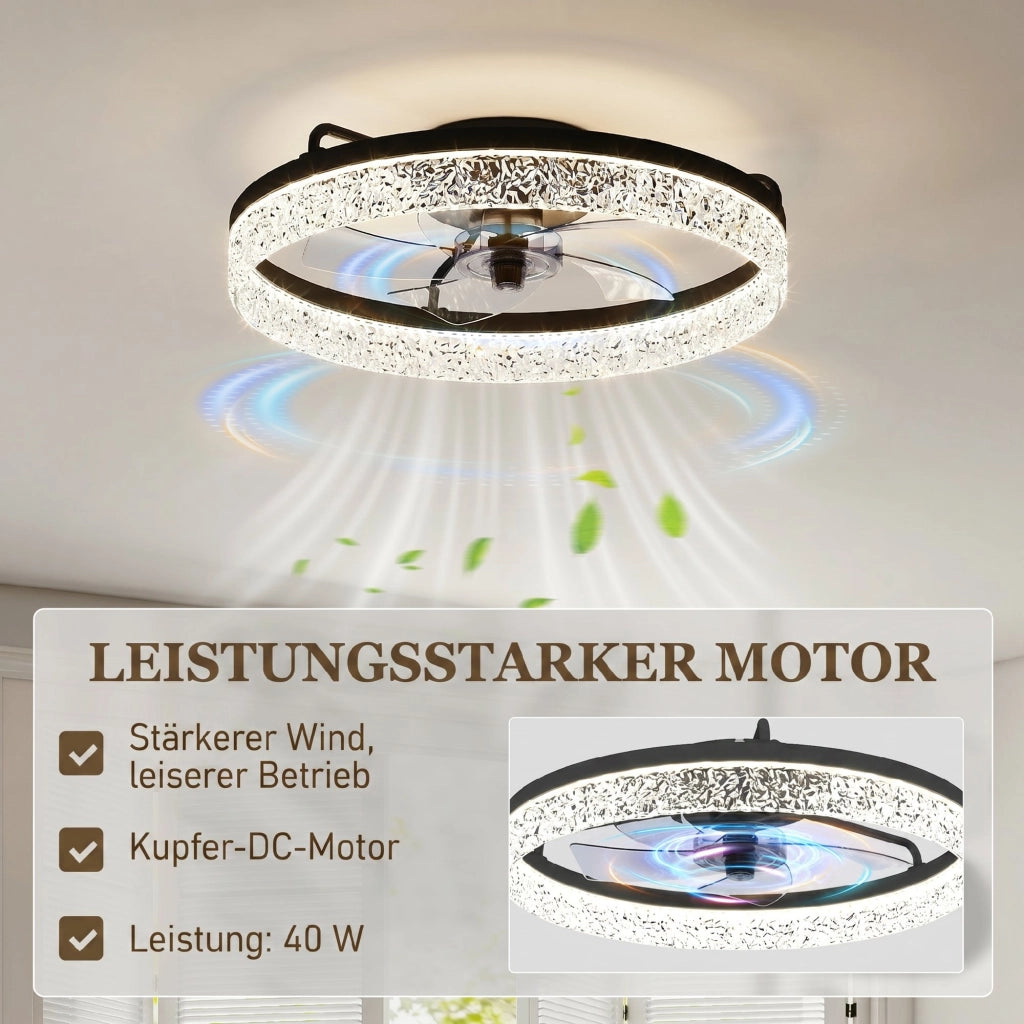 Ventilatore da Soffitto con Luce LED Dimmerabile ¨C Xylo ¨C Telecomando, Nero